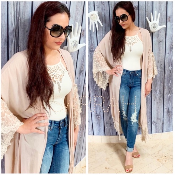 Last S New Gorg Kimono Cardigan w/lace detail - Picture 2 of 4